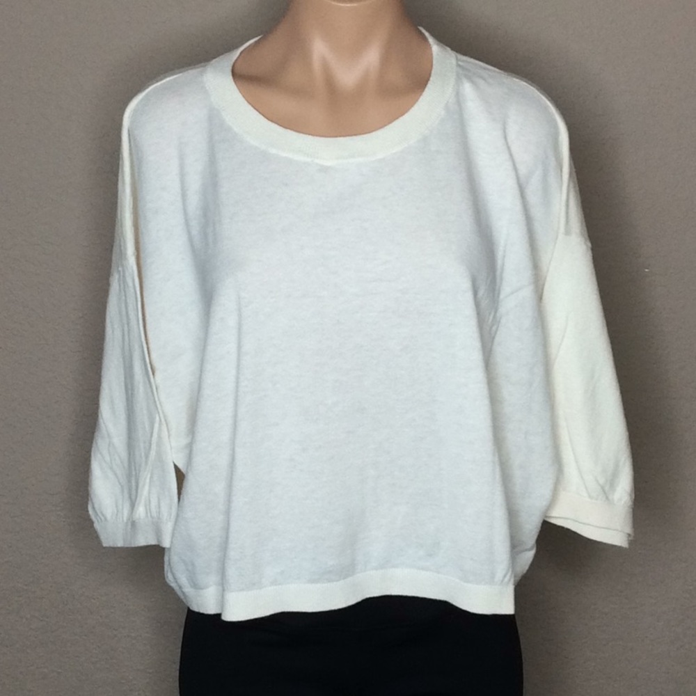 GAP 3/4 Sleeve Crop Sweater Women’s XL Cream